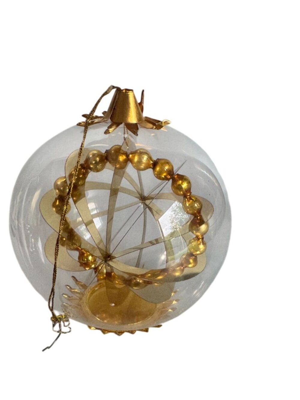 Resl Lenz Germany Glass Spinner Ornament Gold Foil Globe MCM 4 1/2" - Picture 6 of 7